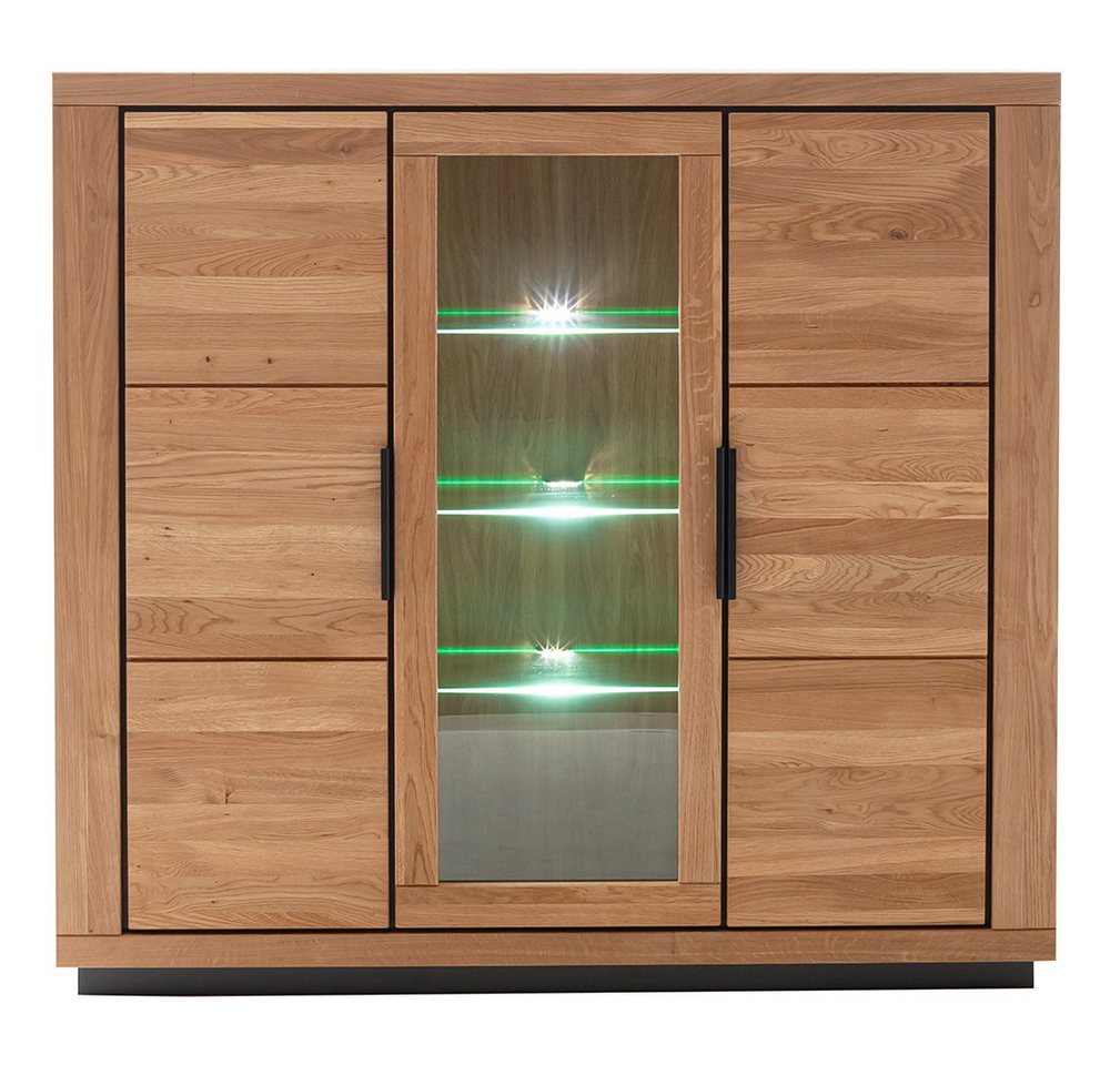 Lomadox Highboard GIUSTINO-06, Eiche teilmassiv geölt, Massivholzfronten, LED-Beleuchtung – Bild 3 von 5