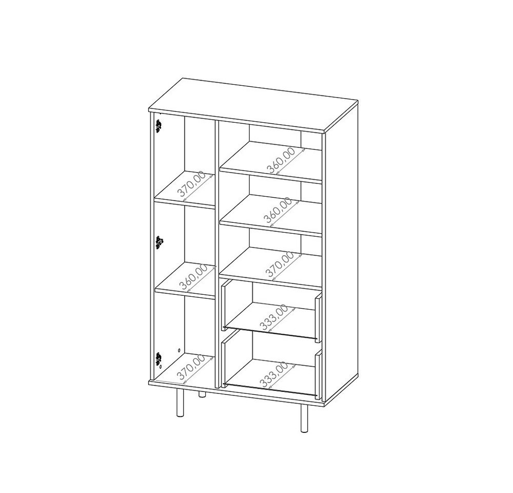 Lomadox Highboard NADOR-132, in matt schwarz, goldfarbene Metallgriffe und -füße – Bild 5 von 5