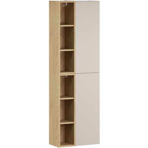 Lomadox Hochschrank DURANGO-56 50 cm breit in Eiche und kaschmir, 6 offene Fächer, 2 Türen