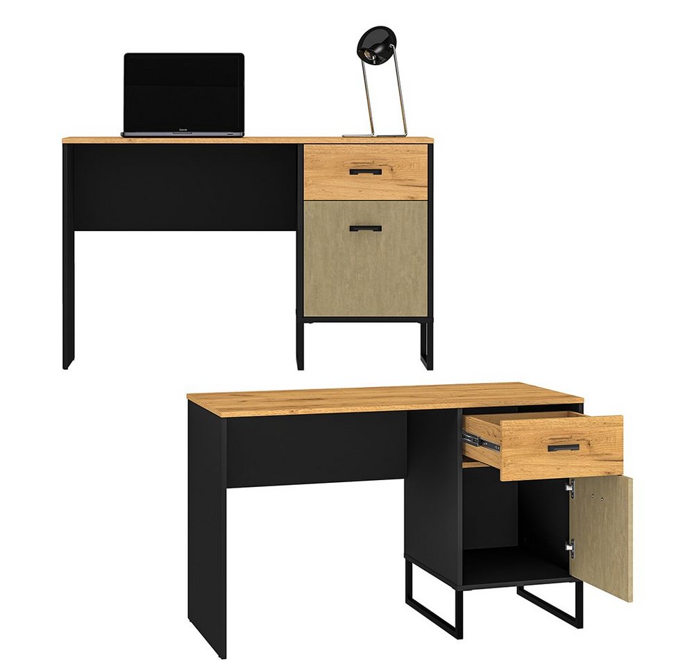 Lomadox Jugendzimmer-Set CASPER-131, (Sparset, 4-tlg), mit Schreibtisch in schwarz/Eiche/sandfarben – Bild 5 von 5