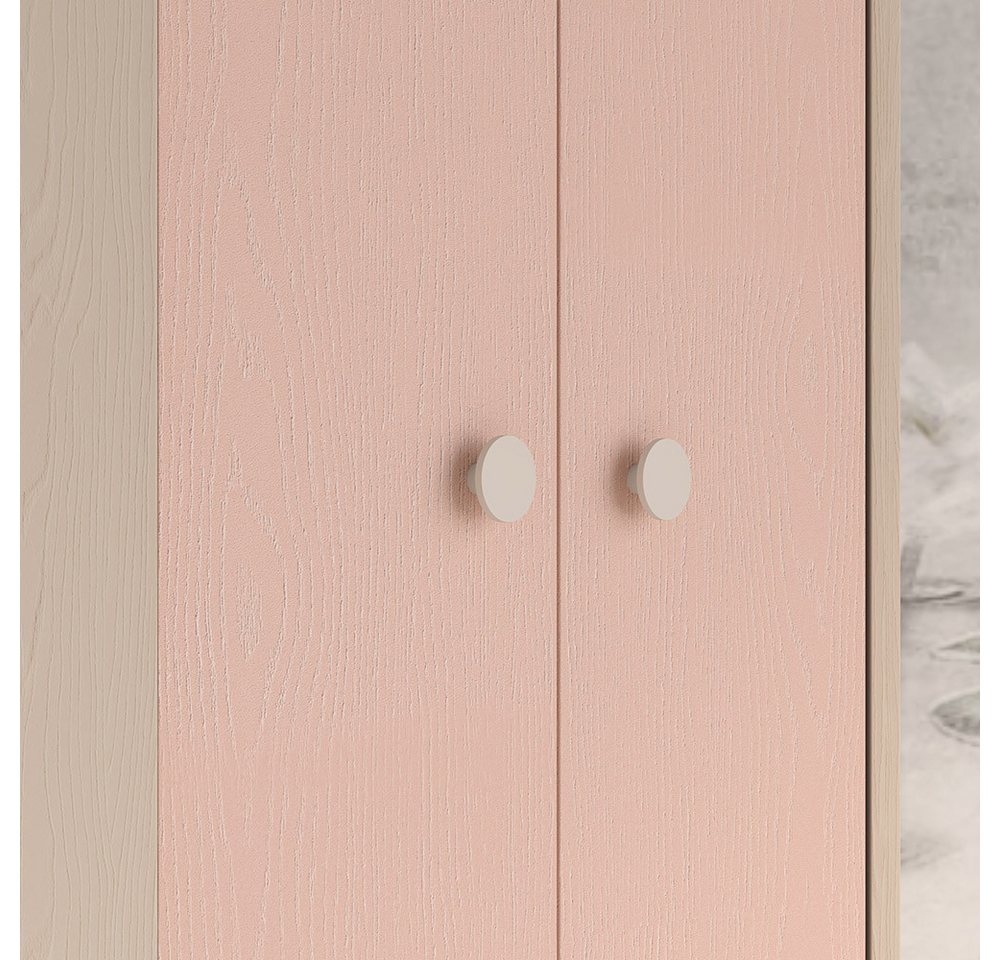 Lomadox Jugendzimmer-Set MODICA-131, (Sparset, 3-tlg., Eckschrank Bücherregal Regal), in sandbeige mit rosa, Softclose, fühlbare Oberfläche – Bild 2 von 5