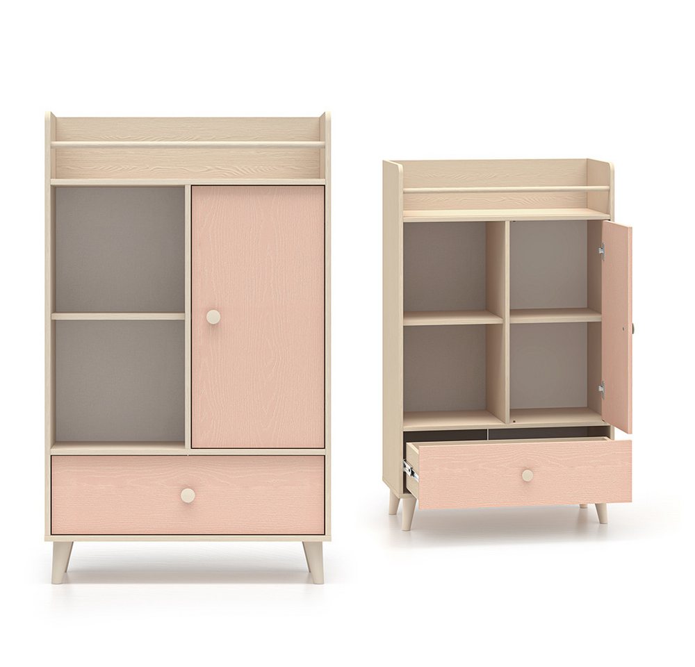Lomadox Jugendzimmer-Set MODICA-131, (Sparset, 3-tlg., Eckschrank Bücherregal Regal), in sandbeige mit rosa, Softclose, fühlbare Oberfläche – Bild 5 von 5