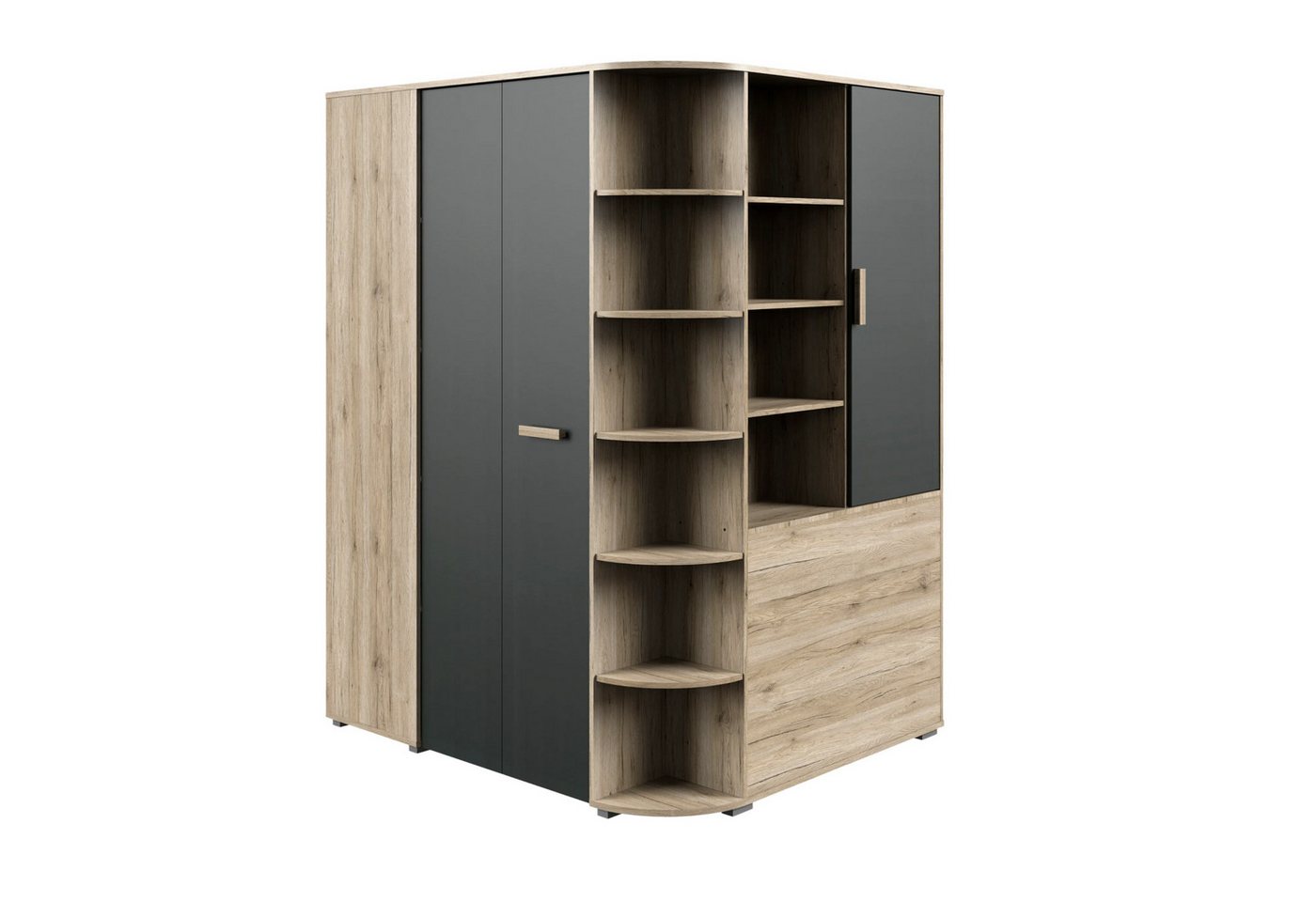 Lomadox Kleiderschrank CANTON-43 Eiche Nb. mit graphit, gespiegelt aufbaubar – Bild 5 von 5
