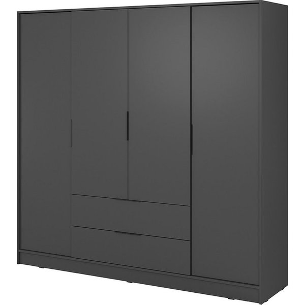 Lomadox Kleiderschrank KNOCK-160 in graphit, 4 Türen, 2 Schubkästen, 206 cm breit