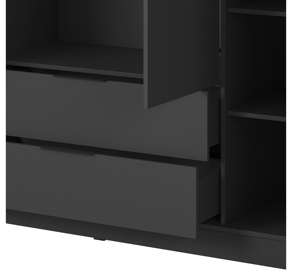 Lomadox Kleiderschrank KNOCK-160 in graphit, 4 Türen, 2 Schubkästen, 206 cm breit – Bild 2 von 5
