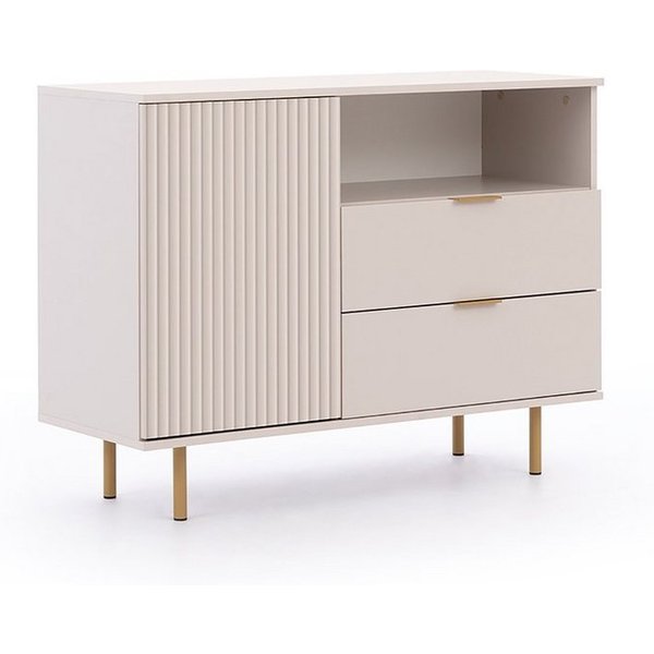Lomadox Kommode NADOR-132, 107cm breit, Kaschmir, goldfarbene Metallgriffe und -füße