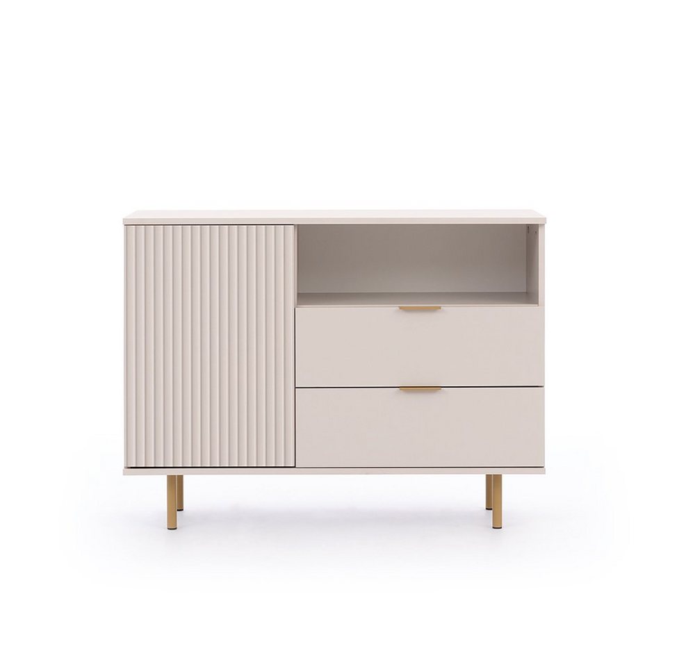 Lomadox Kommode NADOR-132, 107cm breit, Kaschmir, goldfarbene Metallgriffe und -füße – Bild 3 von 5