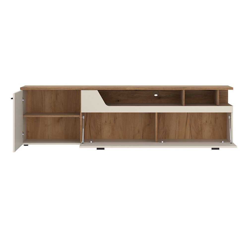 Lomadox Lowboard CARMONA-129, 126 cm breit in Kaschmir & Eiche, 1 Tür, 1 Klappe, 2 offene Fächer – Bild 2 von 5