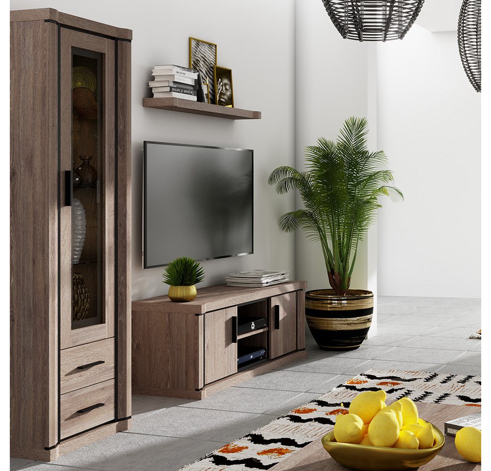 Lomadox Lowboard DUNEDIN-161, Fernsehschrank, 137cm, Trüffel Eiche – Bild 3 von 5