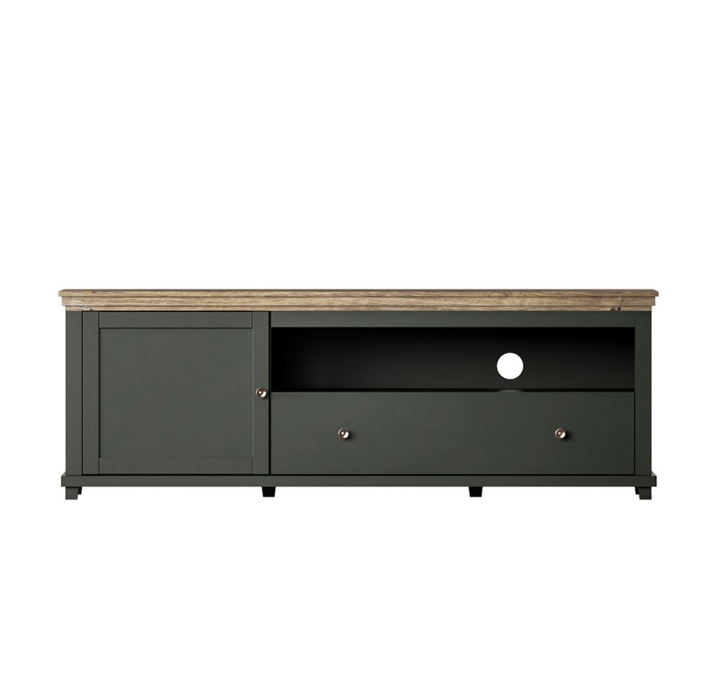 Lomadox Lowboard EPSOM-83, Landhaus Design in grün mit Lefkas Eiche Nb., B/H/T: ca. 181/61/49 cm – Bild 3 von 5