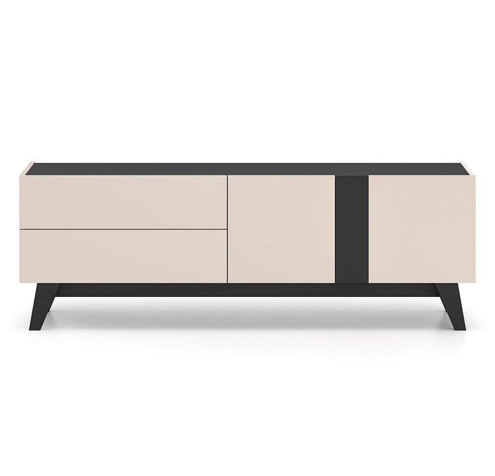 Lomadox Lowboard FRIONA-131, kaschmir schwarz Möbelfüße modern 160 cm breit TV-Board – Bild 4 von 5
