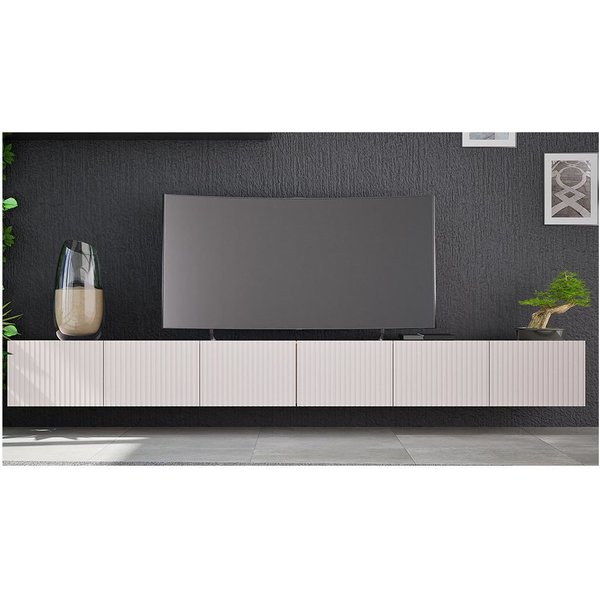 Lomadox Lowboard KEMPTEN-132, in kaschmir, 6-türig, Breite 300 cm, Rillenfront, grifflos
