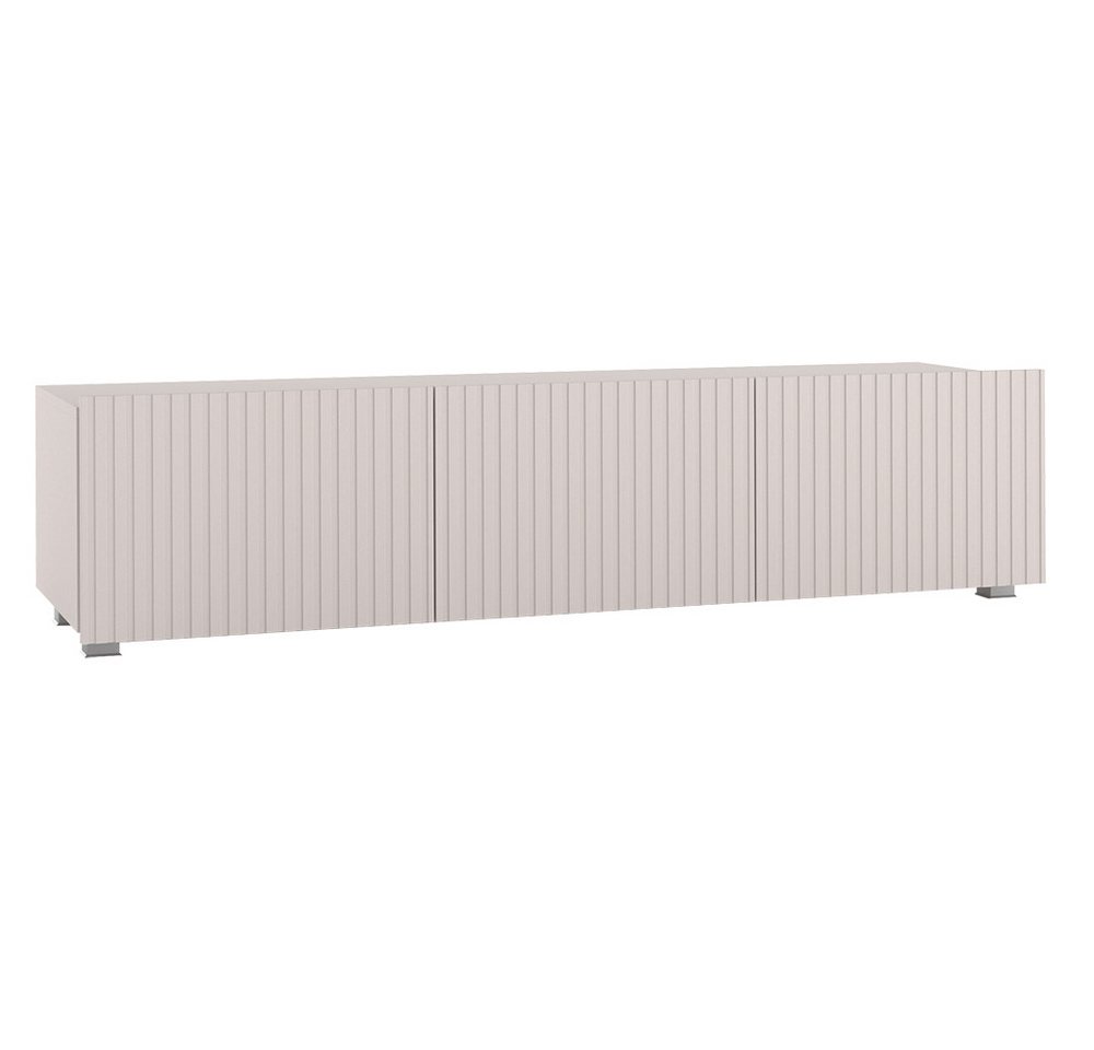 Lomadox Lowboard KEMPTEN-132, in kaschmir, 6-türig, Breite 300 cm, Rillenfront, grifflos – Bild 5 von 5