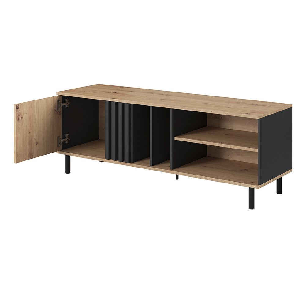 Lomadox Lowboard MATTAWA-167, Fernsehschrank, 138 cm, Eiche Dekor – Bild 2 von 5