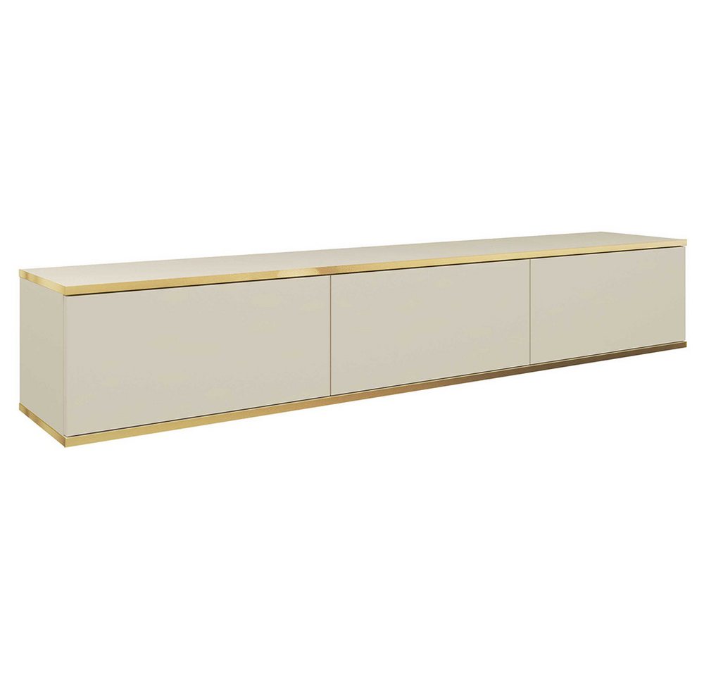 Lomadox Lowboard OLOVO-160, Beige, goldfarbene Akzente, 175 cm Breit, wandhängend – Bild 2 von 3