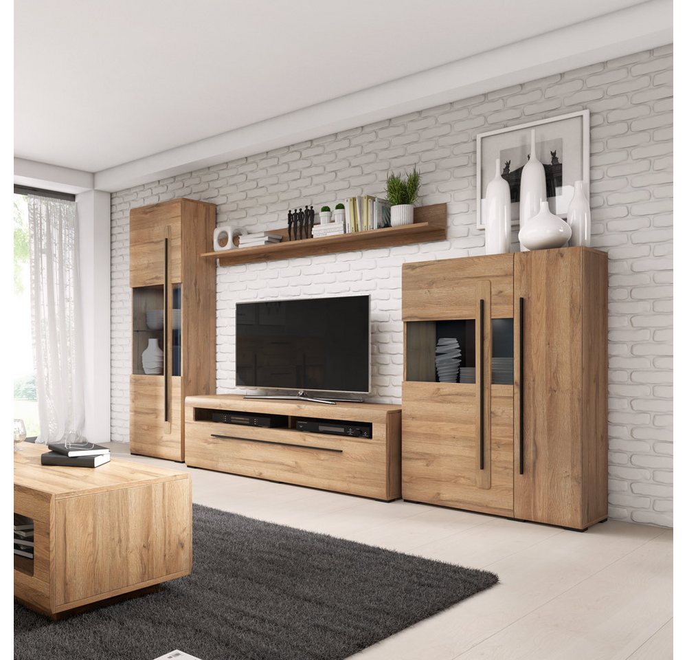 Lomadox Lowboard TURDA-83, TV Eiche Grandson Nb. modern mit Schubkasten, B/H/T: ca. 140/52/50 cm – Bild 4 von 5