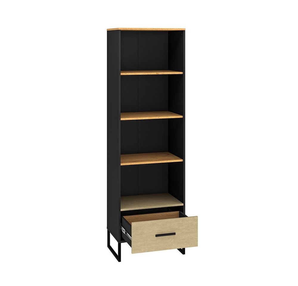 Lomadox Regal CASPER-131, schwarz, Eiche, sandfarben, ca. 60/190/40cm – Bild 2 von 5