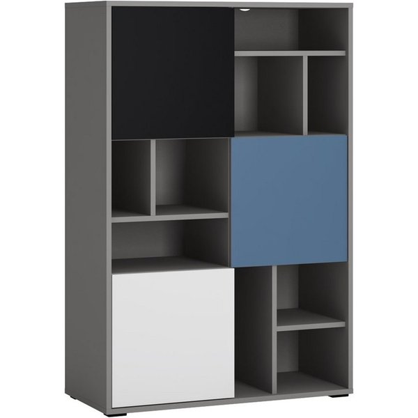 Lomadox Regal LIIVA-129, Grau Platin, Perlschwarz, Alpinweiß, Himmelblau, 3 Türen