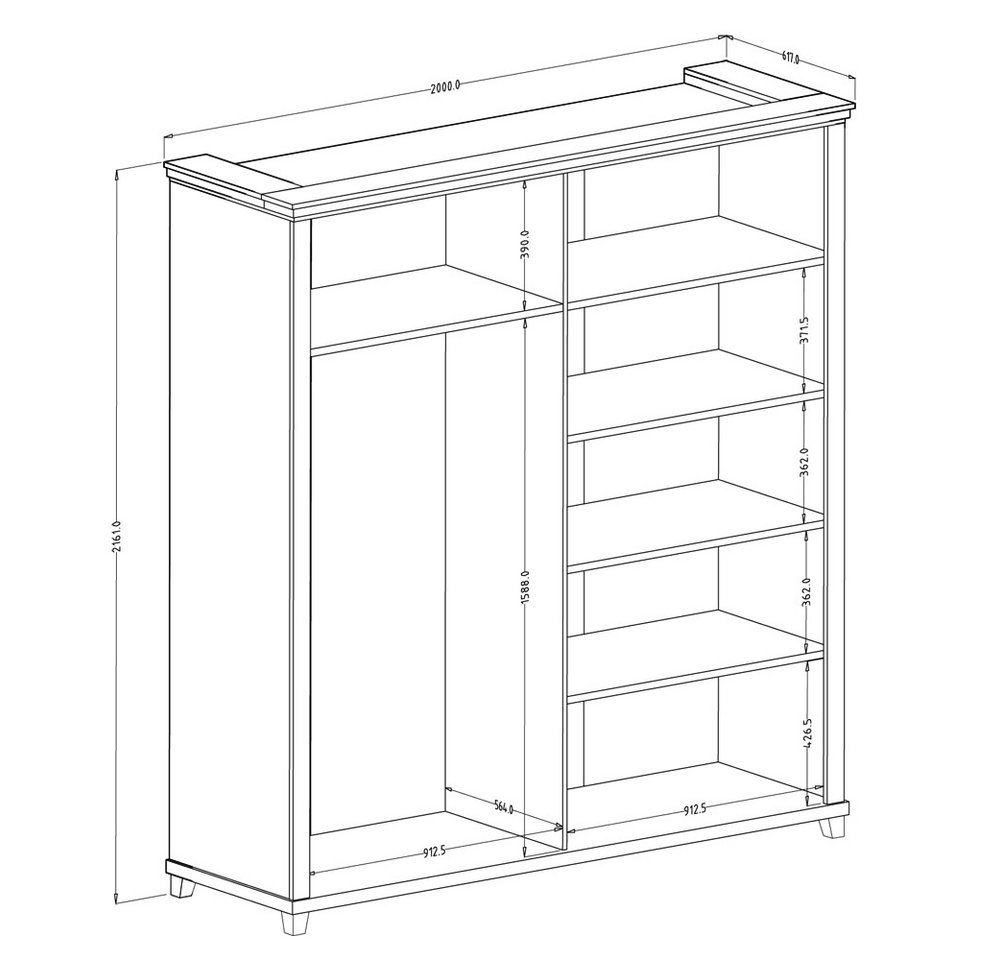 Lomadox Schlafzimmer-Set EPSOM-83, (Spar-Set, 5-tlg), grün Abisko Esche Nb. mit Lefkas Eiche Nb., Landhausstil – Bild 4 von 5