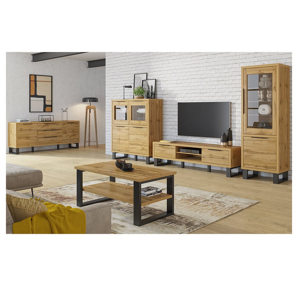 Lomadox Sideboard HENDERSON-83, Wohn-/Esszimmer Sideboard in Wotan Eiche Nb., B/H/T ca. 201/83/45 cm – Bild 4 von 5