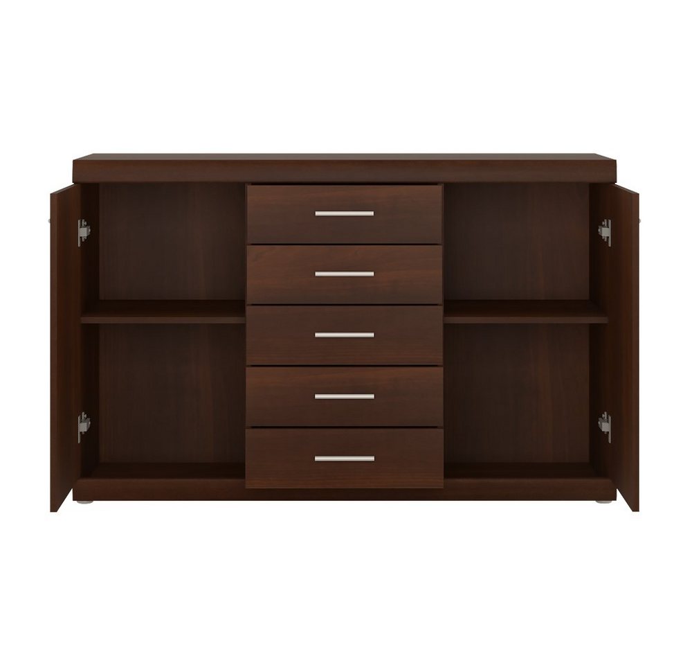 Lomadox Sideboard IMPERIA-129, Kommode Anrichte 140 cm Nussbaum Wohnzimmer braun retro – Bild 3 von 4
