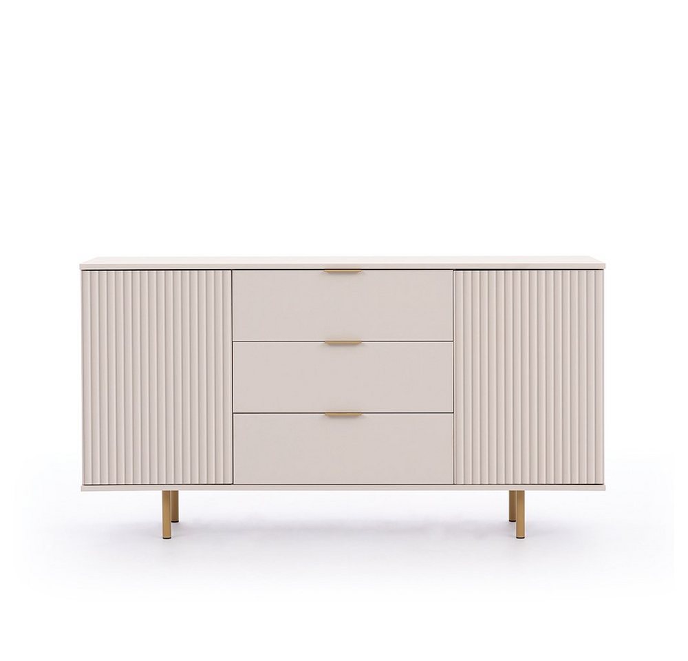 Lomadox Sideboard NADOR-132, 150cm breit, Kaschmir, goldfarbene Metallgriffe und -füße – Bild 3 von 5