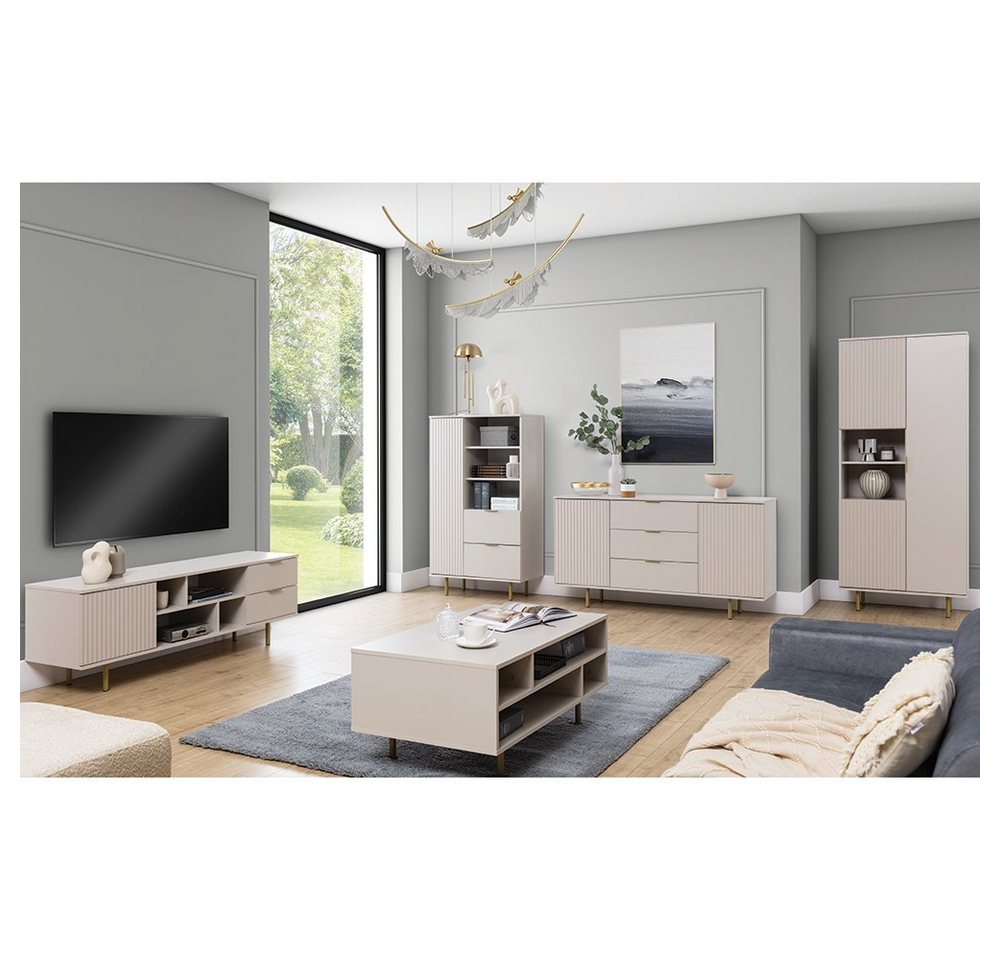 Lomadox Sideboard NADOR-132, 150cm breit, Kaschmir, goldfarbene Metallgriffe und -füße – Bild 5 von 5