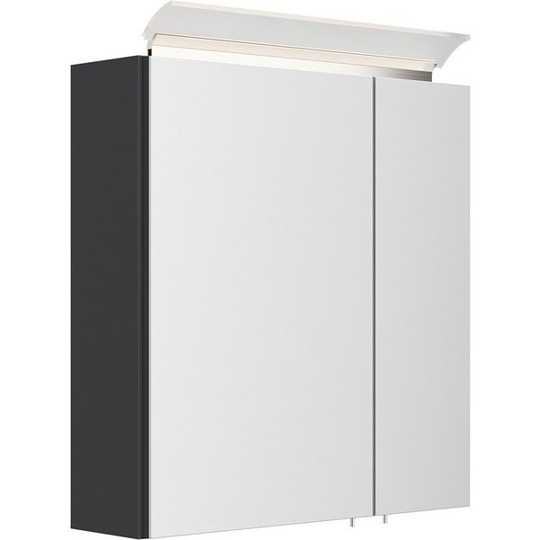 Lomadox Spiegelschrank BATLEY-02 60cm breit, grau LED-Leuchte, Kombibox