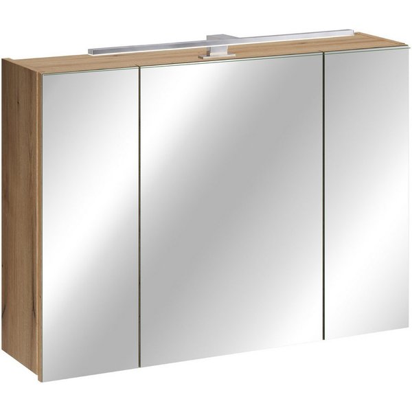 Lomadox Spiegelschrank NEWPORT-56-EVOKE 80 cm breit in Eiche, inkl. LED-Aufsatzleuchte