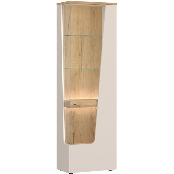 Lomadox Vitrine CARMONA-129 60 cm breit in Kaschmir & Eiche, Türanschlag links