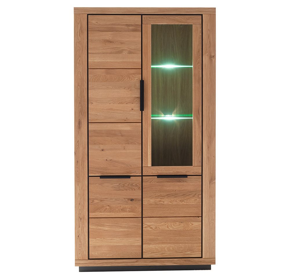 Lomadox Vitrine GIUSTINO-06 Eiche teilmassiv geölt, Massivholzfronten, LED-Beleuchtung – Bild 3 von 5
