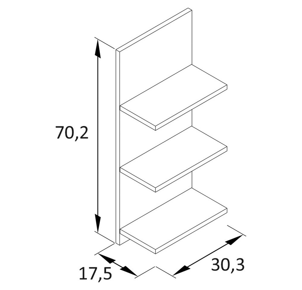 Lomadox Wandregal KANE-80, Akustikpaneel Optik anthrazit 3 Ablageböden 30,3x70,2x17,5 cm – Bild 3 von 3