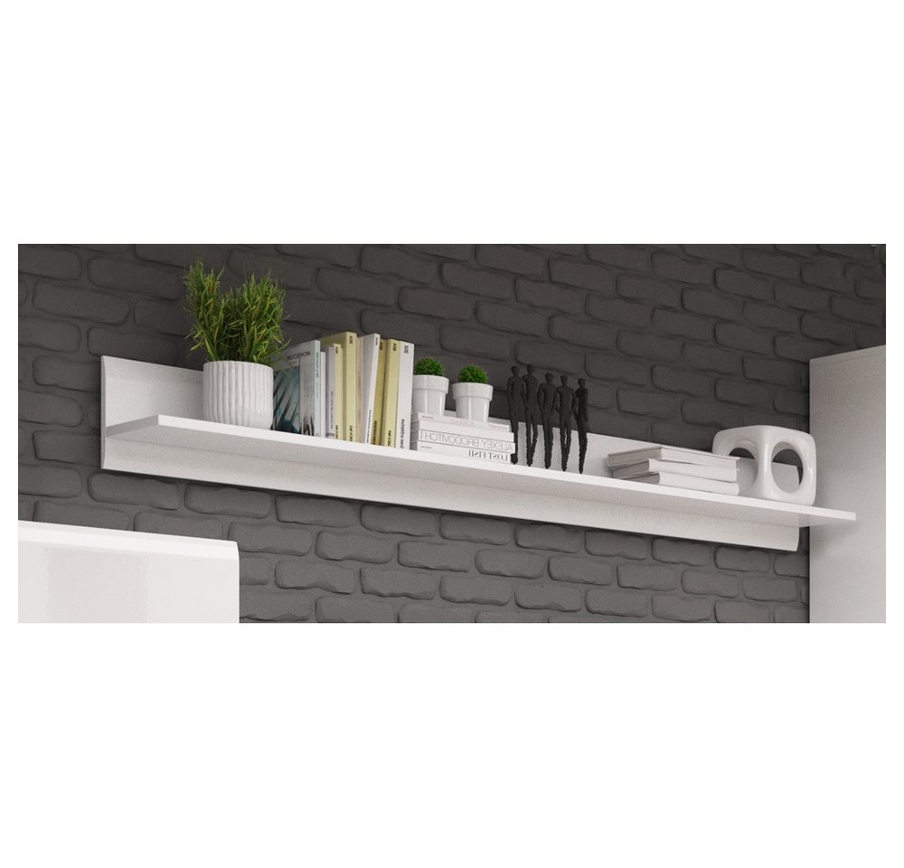 Lomadox Wandregal TURDA-83, Wandboard Regal weiß Hochglanz 180x22x23 cm – Bild 2 von 4