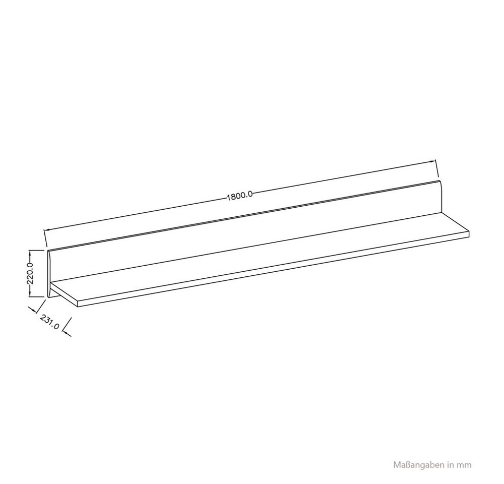 Lomadox Wandregal TURDA-83, Wandboard Regal weiß Hochglanz 180x22x23 cm – Bild 3 von 4