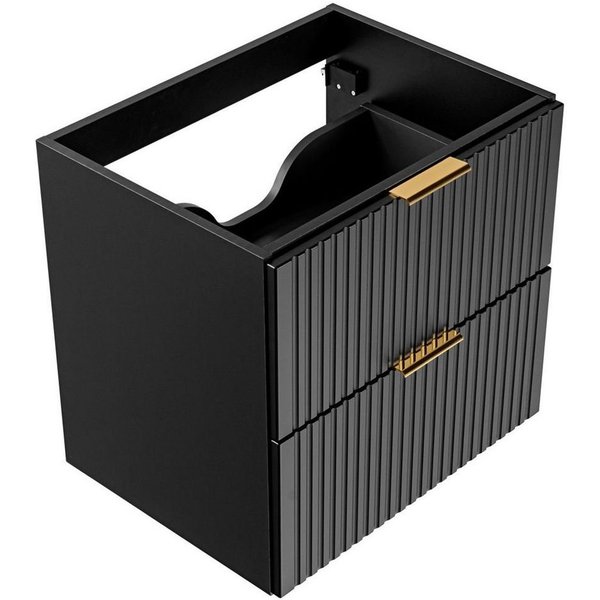 Lomadox Waschbeckenschrank ADELAIDE-56-BLACK schwarz mit gerilllter Front 60/57/46 cm
