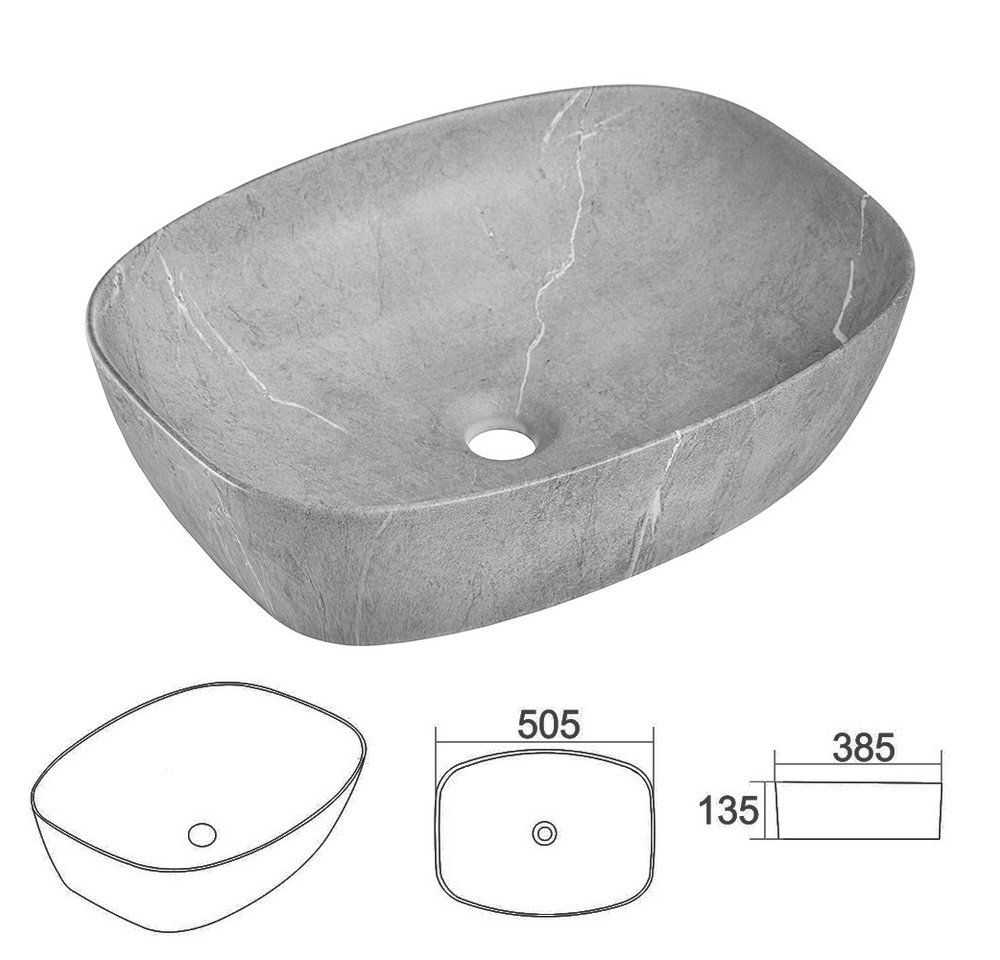 Lomadox Waschtisch ADELAIDE-56-CASHMERE, 60cm breit mit Aufsatzwaschbecken, kaschmit mit Eiche – Bild 5 von 5