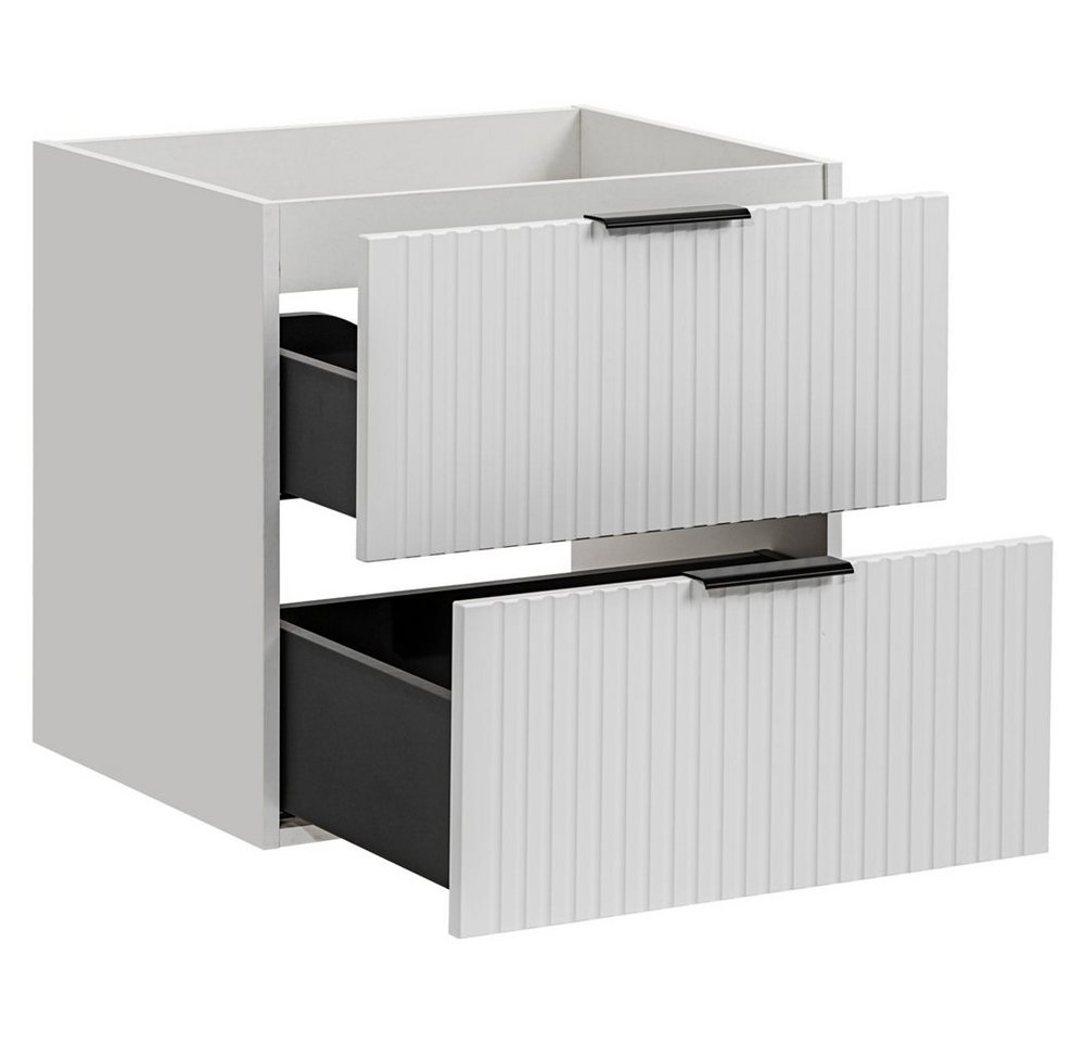 Lomadox Waschtisch ADELAIDE-56-WHITE, Badmöbel Waschtischunterschrank 60 cm matt weiß, Waschbecken Beton – Bild 5 von 5