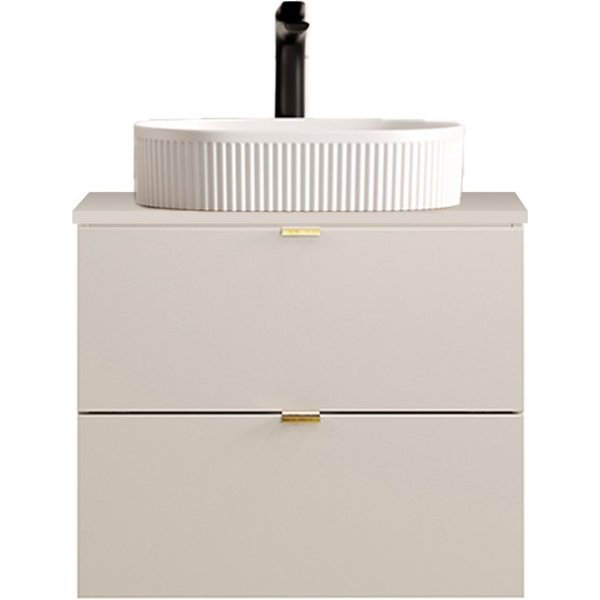 Lomadox Waschtisch DURANGO-56, 60 cm breit, Keramikwaschbecken, kaschmir, 2 Schubladen