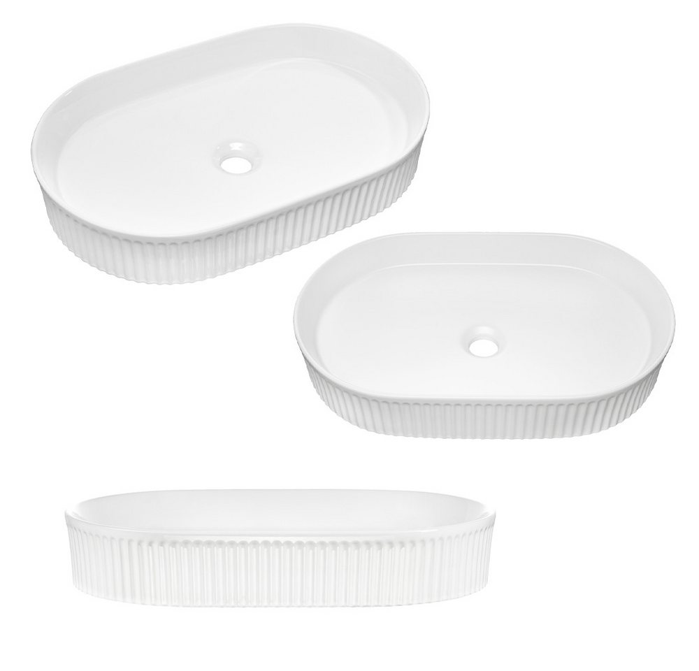 Lomadox Waschtisch DURANGO-56, 60 cm breit, Keramikwaschbecken, kaschmir, 2 Schubladen – Bild 3 von 5