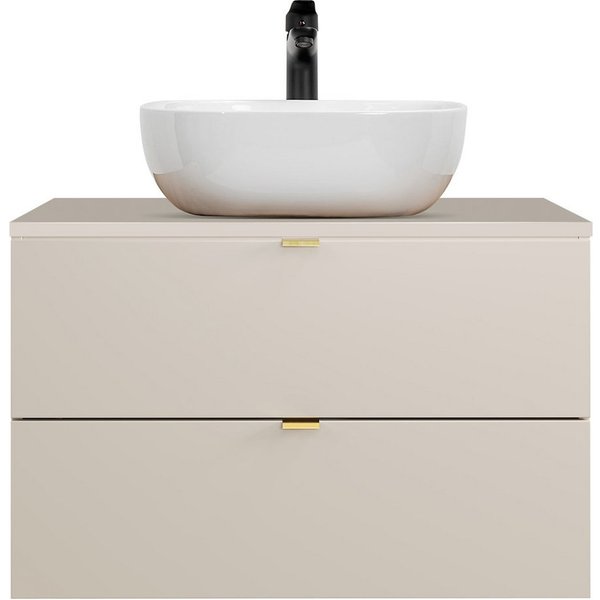 Lomadox Waschtisch DURANGO-56, 80 cm breit, Keramikwaschbecken, kaschmir, 2 Schubladen