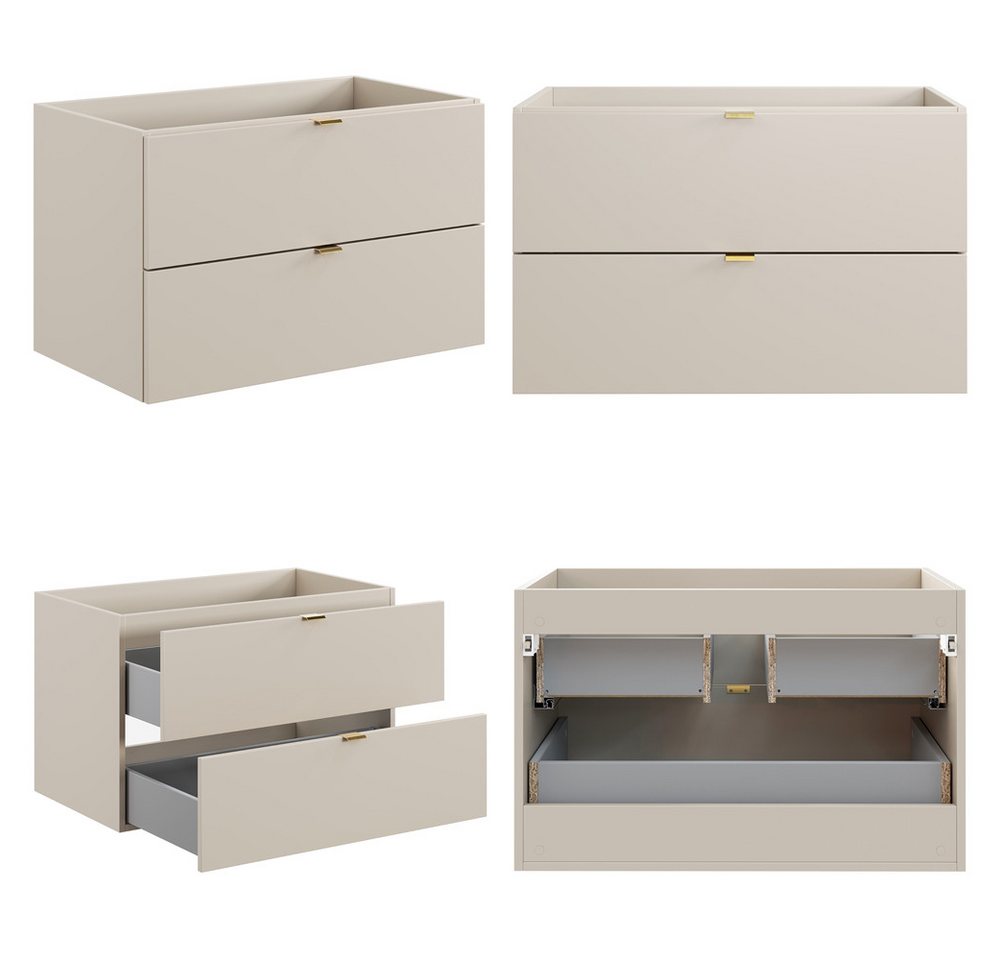 Lomadox Waschtisch DURANGO-56, 80 cm breit, Keramikwaschbecken, kaschmir, 2 Schubladen – Bild 5 von 5