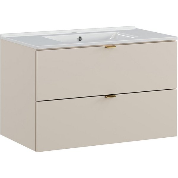 Lomadox Waschtisch DURANGO-56, 80cm mit Keramikwaschbecken, kaschmir, 2 Schubladen
