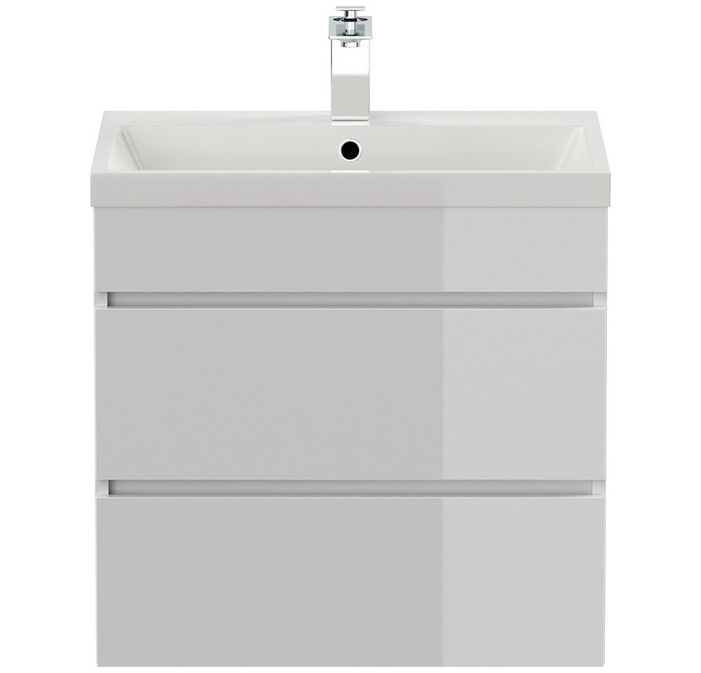 Lomadox Waschtisch FROME-02, 60 cm, hängend, weiß Hochglanz, mit 2 Schubladen – Bild 5 von 5