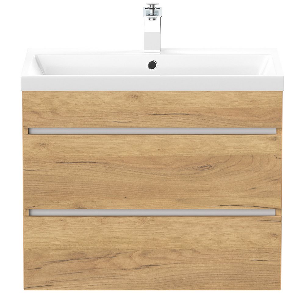 Lomadox Waschtisch FROME-02, 70 cm, hängend, Eiche, mit 2 Schubladen – Bild 5 von 5