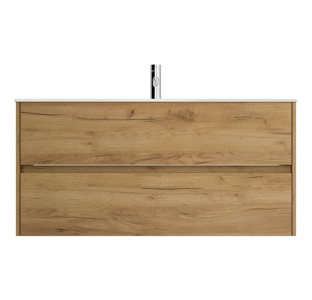 Lomadox Waschtisch LIVIGNO-02, 120cm breit, Mineralgusswaschbecken, Eiche – Bild 5 von 5