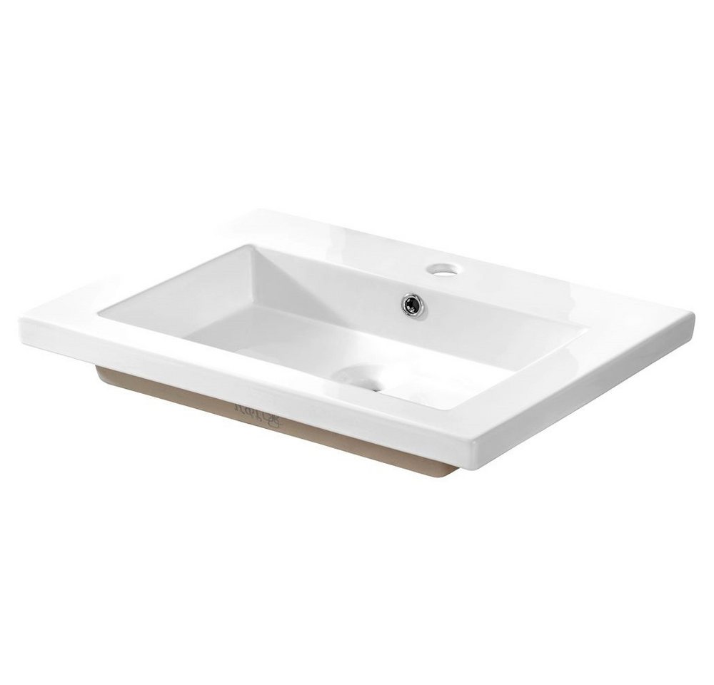 Lomadox Waschtisch LUTON-56, weiß mit Wotan Eiche Nb. 61/63/46 cm – Bild 4 von 5