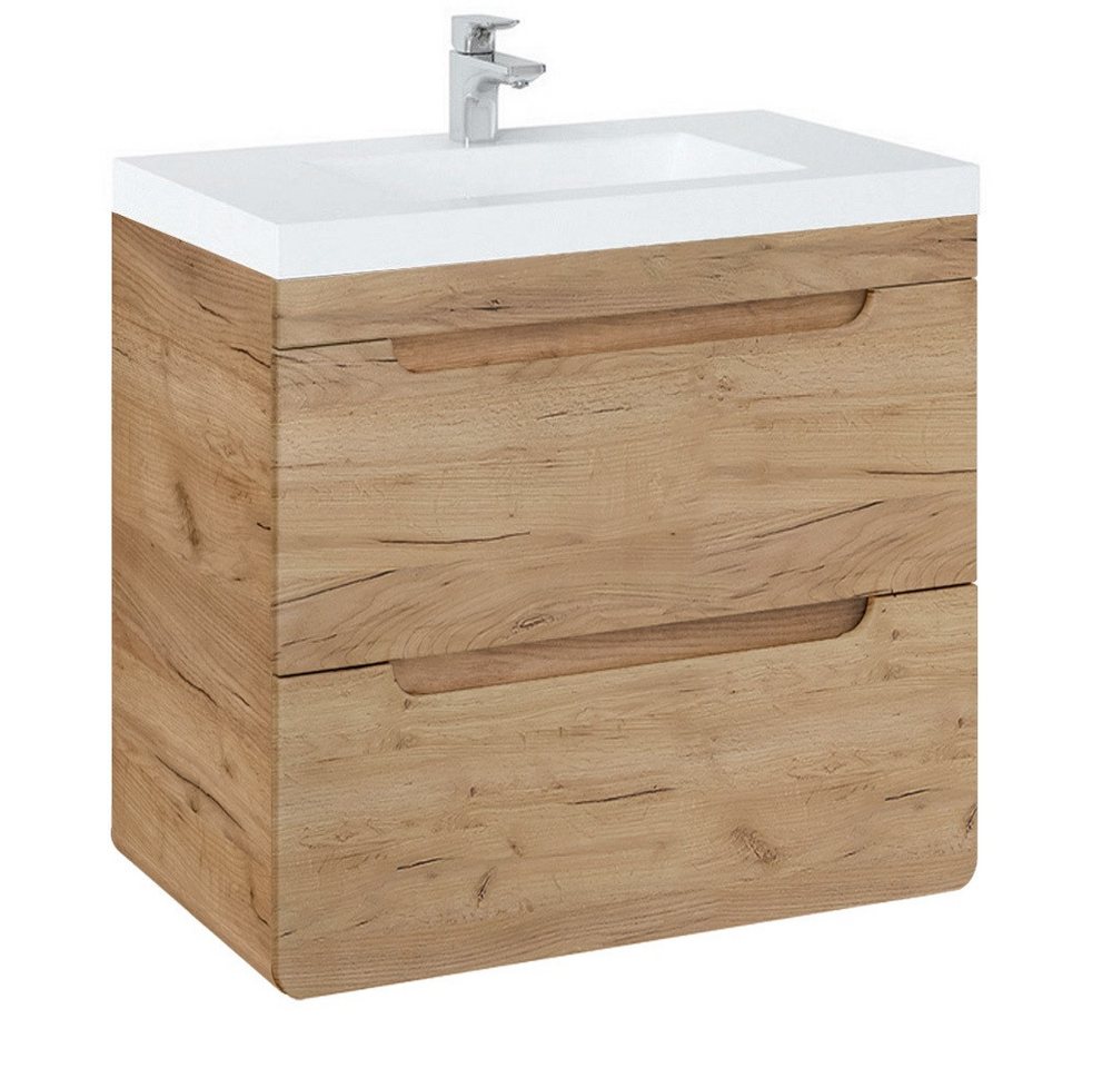 Lomadox Waschtisch LUTON-56-CRAFT, 61 cm Wotan Eiche Nb. Keramikwaschbecken B/H/T ca. 61/63/46 cm – Bild 3 von 5