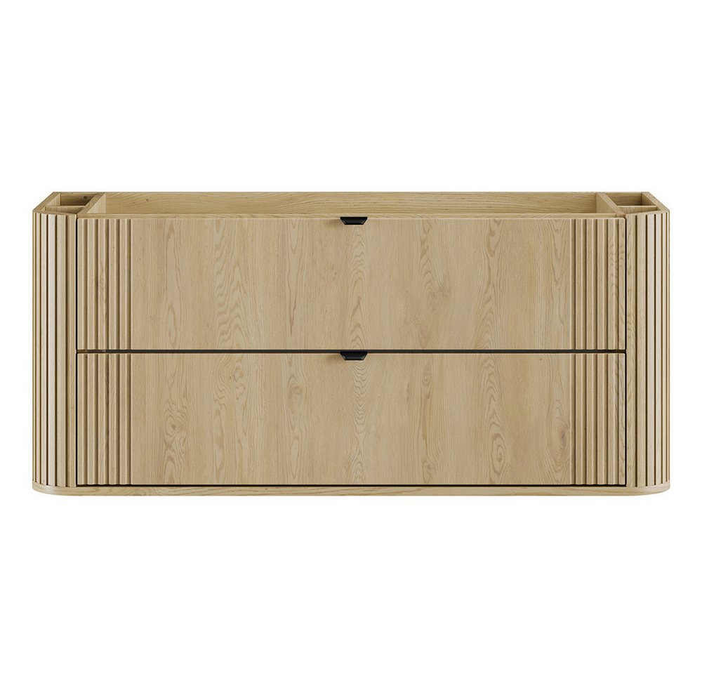 Lomadox Waschtisch OLIVA-56, Eiche gerillt 120 cm Metallgriffe Softclose Mineralguss Waschbecken – Bild 4 von 5