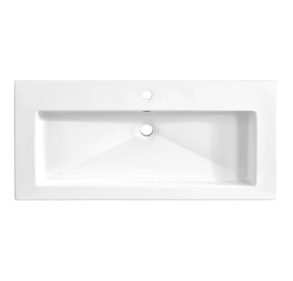 Lomadox Waschtisch SOLNA-56, weiß Wotaneiche 100x85x46cm – Bild 4 von 5