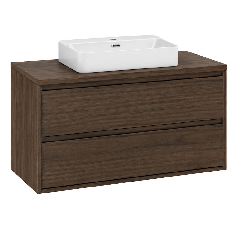 Lomadox Waschtisch VERZUOLO-56-WALNUT, 80 cm breit in Walnuss, wandhängend, grifflos – Bild 4 von 5